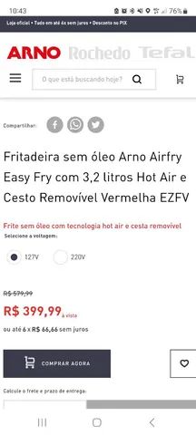 Fritadeira sem Óleo Airfry Easy Fry 3,2 Litros Hot Air e Cesto