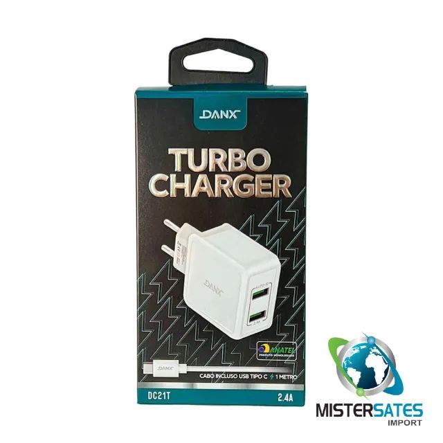 Carregador Duplo Turbo Charger 2.4A c/ Cabo Tipo-C Danx DC21T - COD 166 - Foto 4
