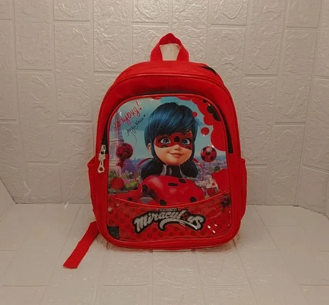 mochila infantil kit 2pçs ladybug miraculos