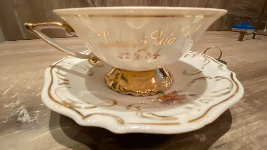 Xícara chá com pires porcelana portuguesa  - Foto 3