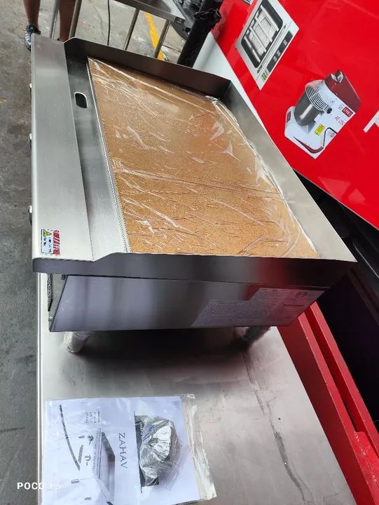 VENDO CHAPA 3 QUEIMADORES PROFISSIONAL ZAHAV INOX NOVA  - Foto 4