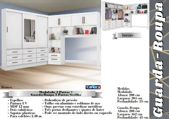 quarto armario roupeiro modulado casal 