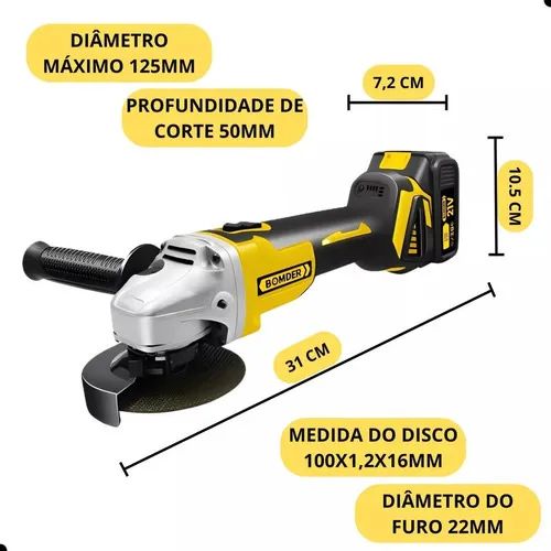 Lixadeira Esmerilhadeira 2 Baterias 21v Recarregável Potente Bomder Bom-9705   - Foto 2