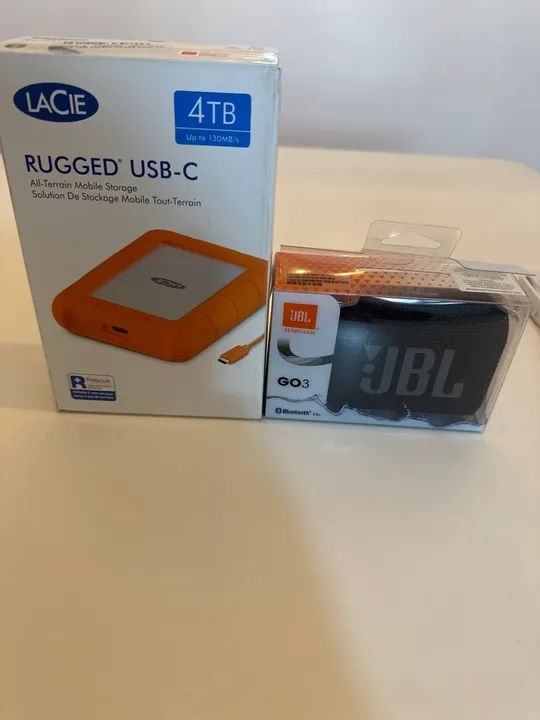 HD Externo 4TB - Lacie e JBL kit