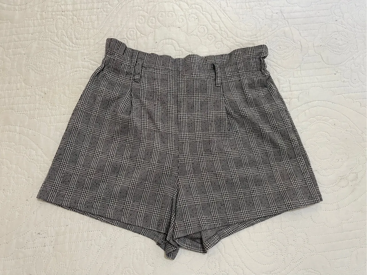 Shorts Feminino Xadrez Cintura Alta