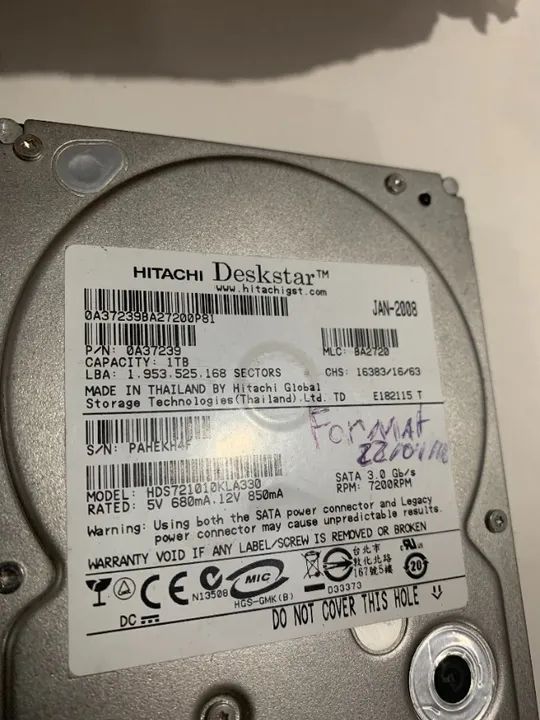 HD Hitachi 1TB 3.5