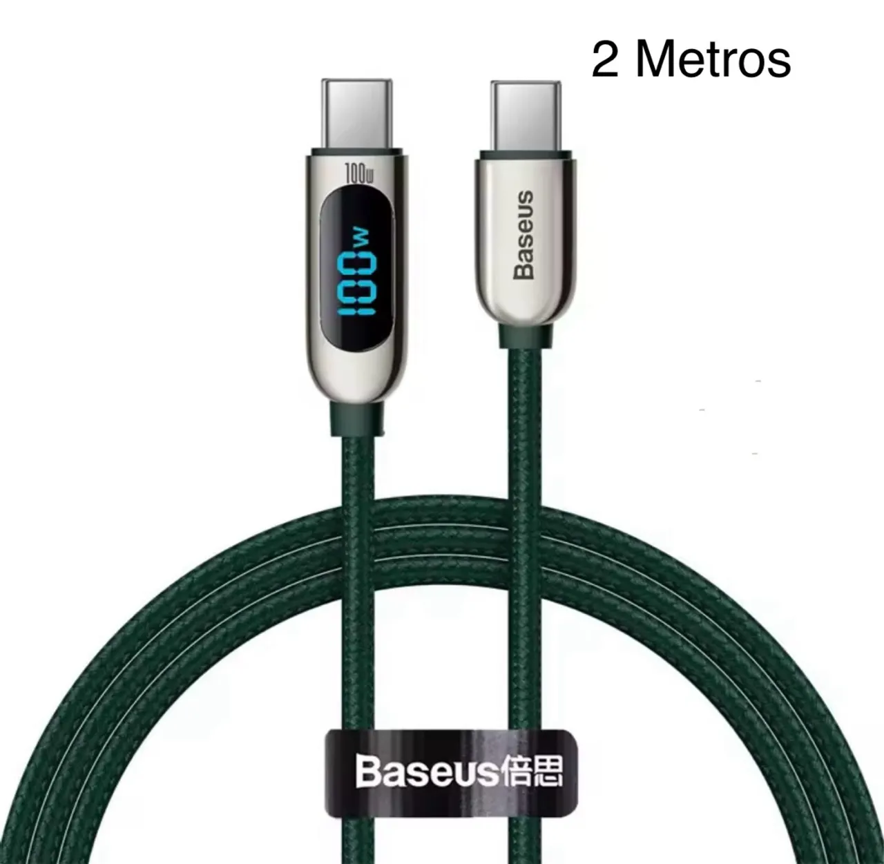 Cabo Display USB-C Baseus 100W rápido 2 Metros