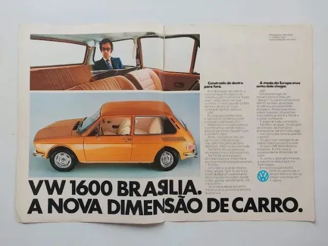 VW Brasília 1973 - Encarte Folder Catálogo Propaganda