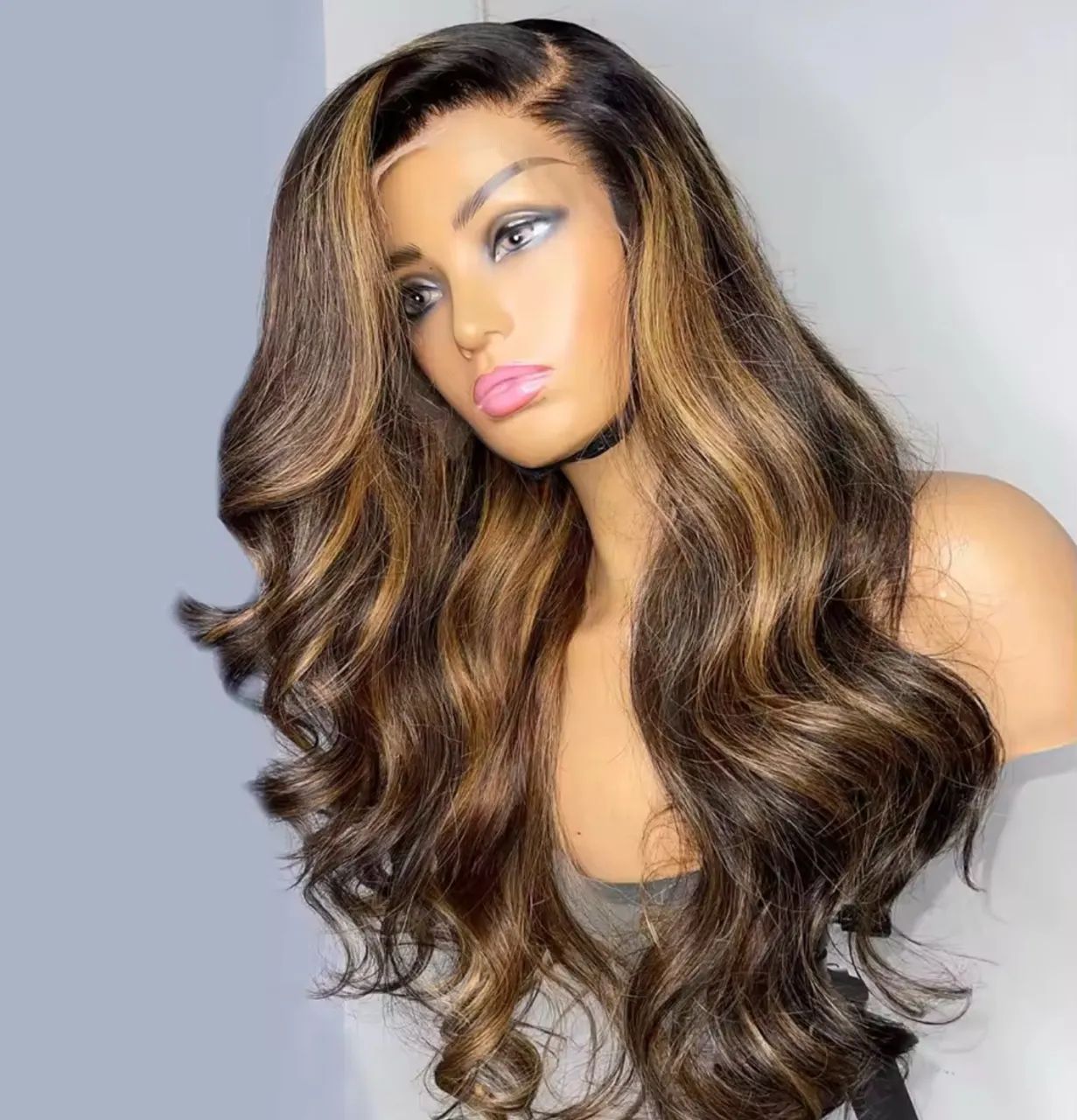 Lace Front Fibra Premium- morena iluminada 70 cm - Foto 2