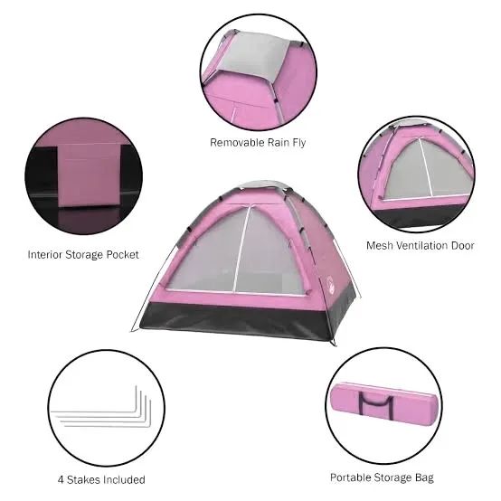 Barracas de camping importada dos EUA para 2 pessoas, cor rosa, leve e compacta