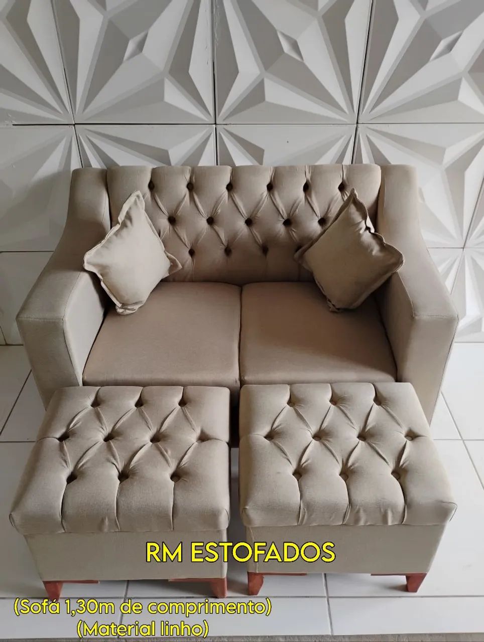 Kit sofá de espera no Material linho 