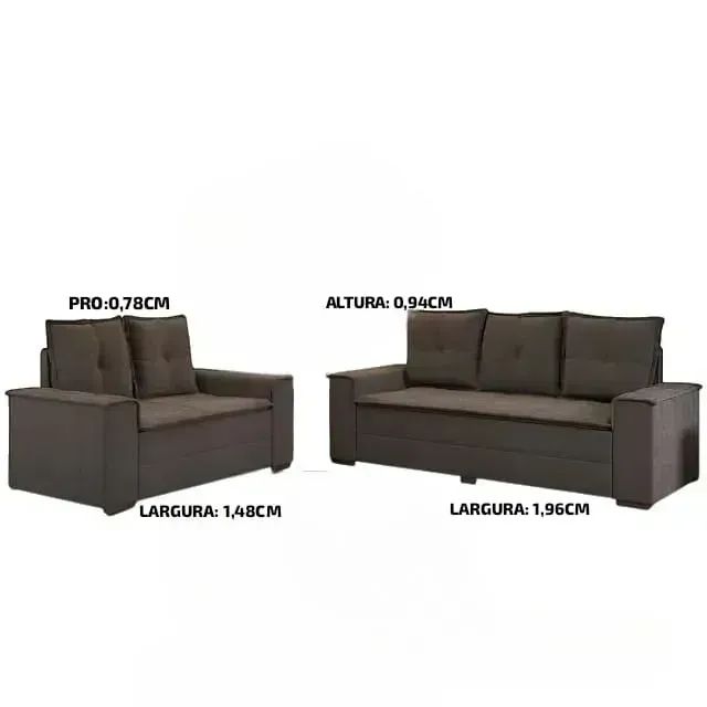 Conjunto de Estofados 2 e 3 Lugares Barcelona - Estofados Linhares Cinza - Foto 2