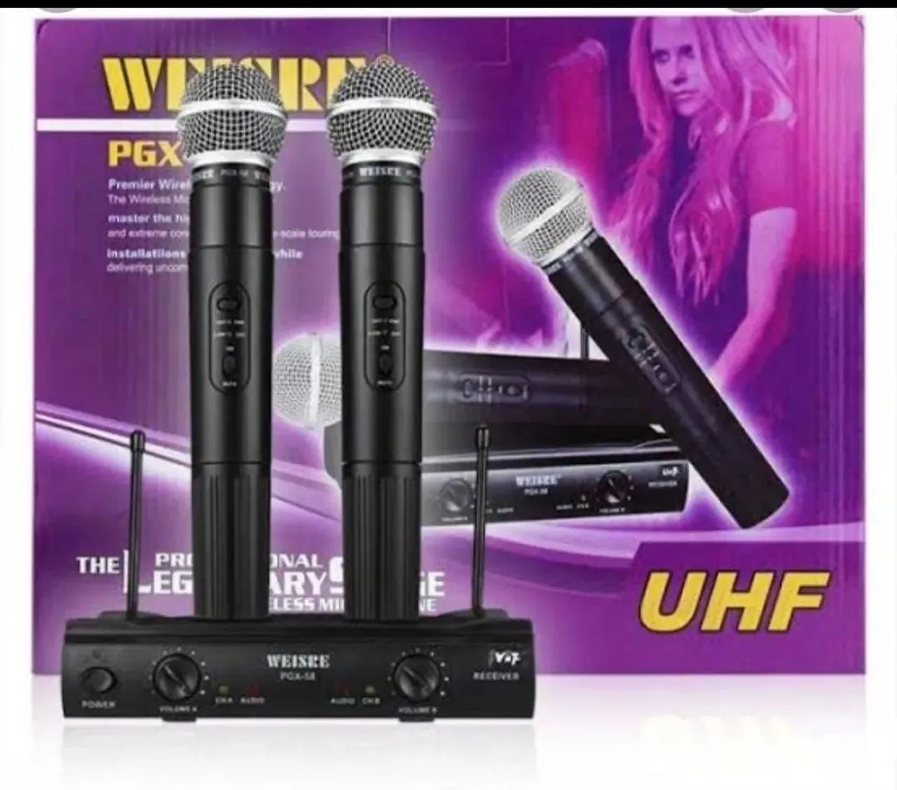  Microfone Sem Fio WEISSE PGX com 2 Canais - UHF - Profissional
