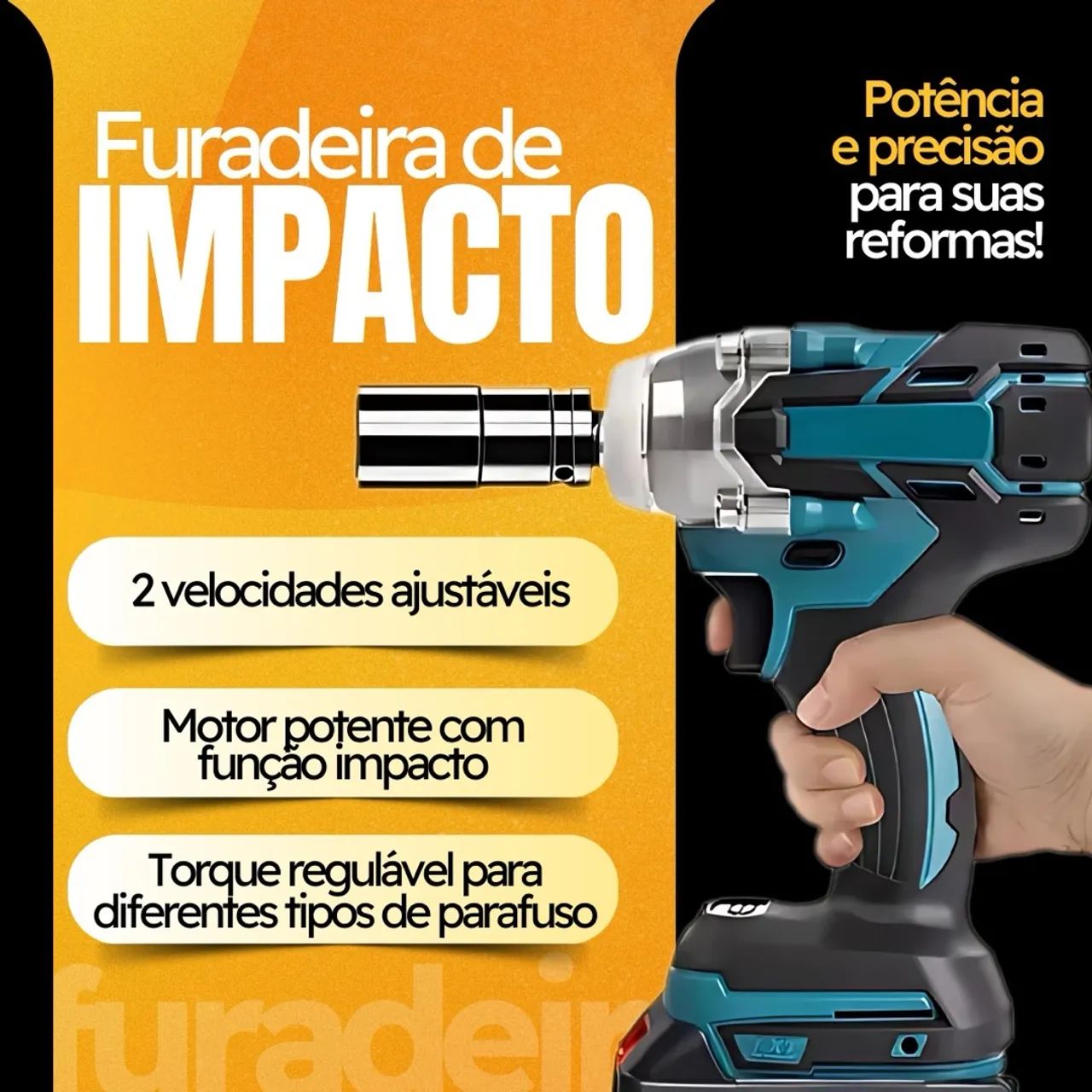 Chave De Impacto Parafusadeira Pneumática 2 Baterias Lítio