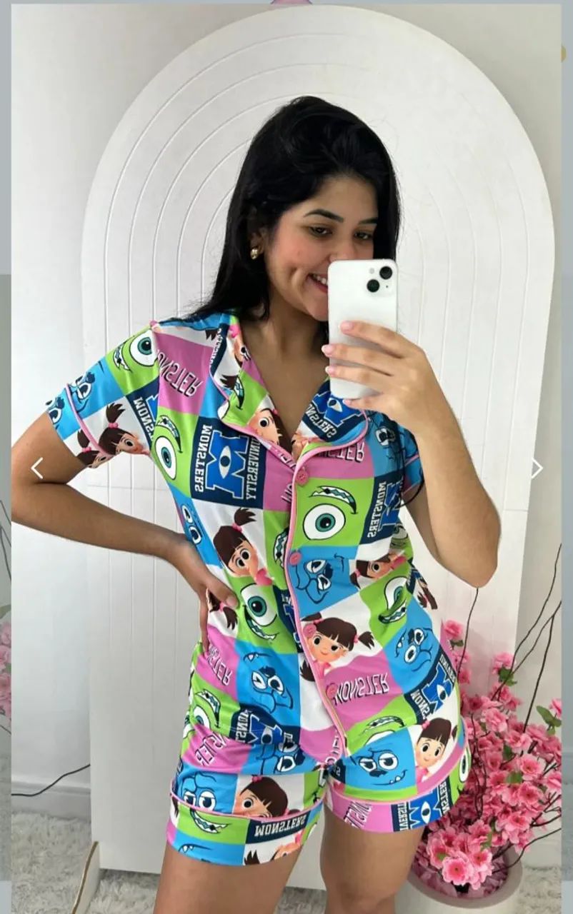 Pijamas Americanos Curtos - Monstros S.A - Foto 2