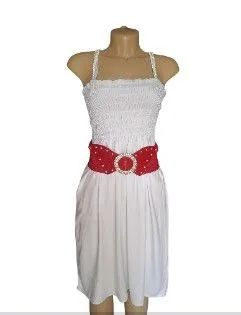 Vestido branco+cinto Largo vermelho