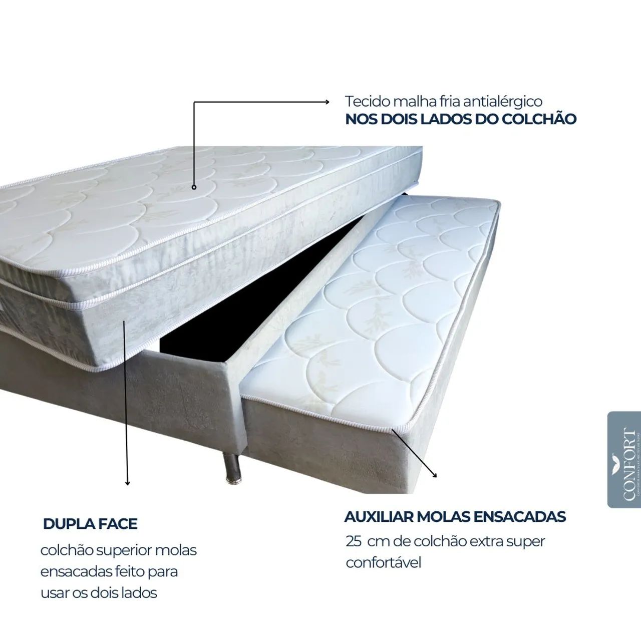 Bicama Solteiro molas ensacadas  - Foto 2