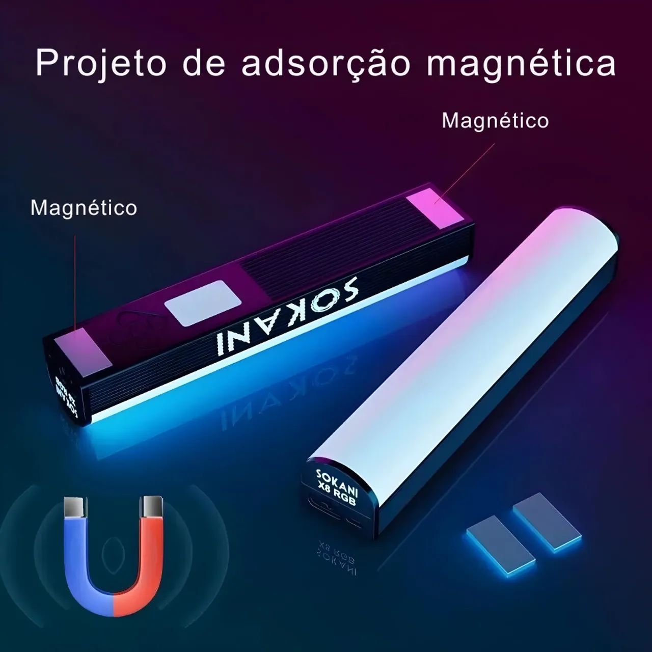 Bastão de Led Portátil Sokani X8 com 10w de potência, Autonomia de até 2h, - Foto 2