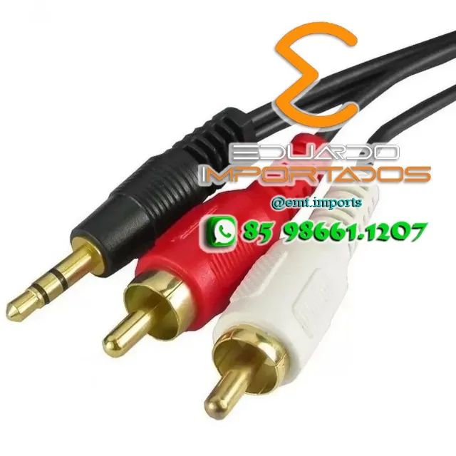 Cabo Auxiliar P2 x 2 RCA Macho Estéreo 1,5m - Foto 2