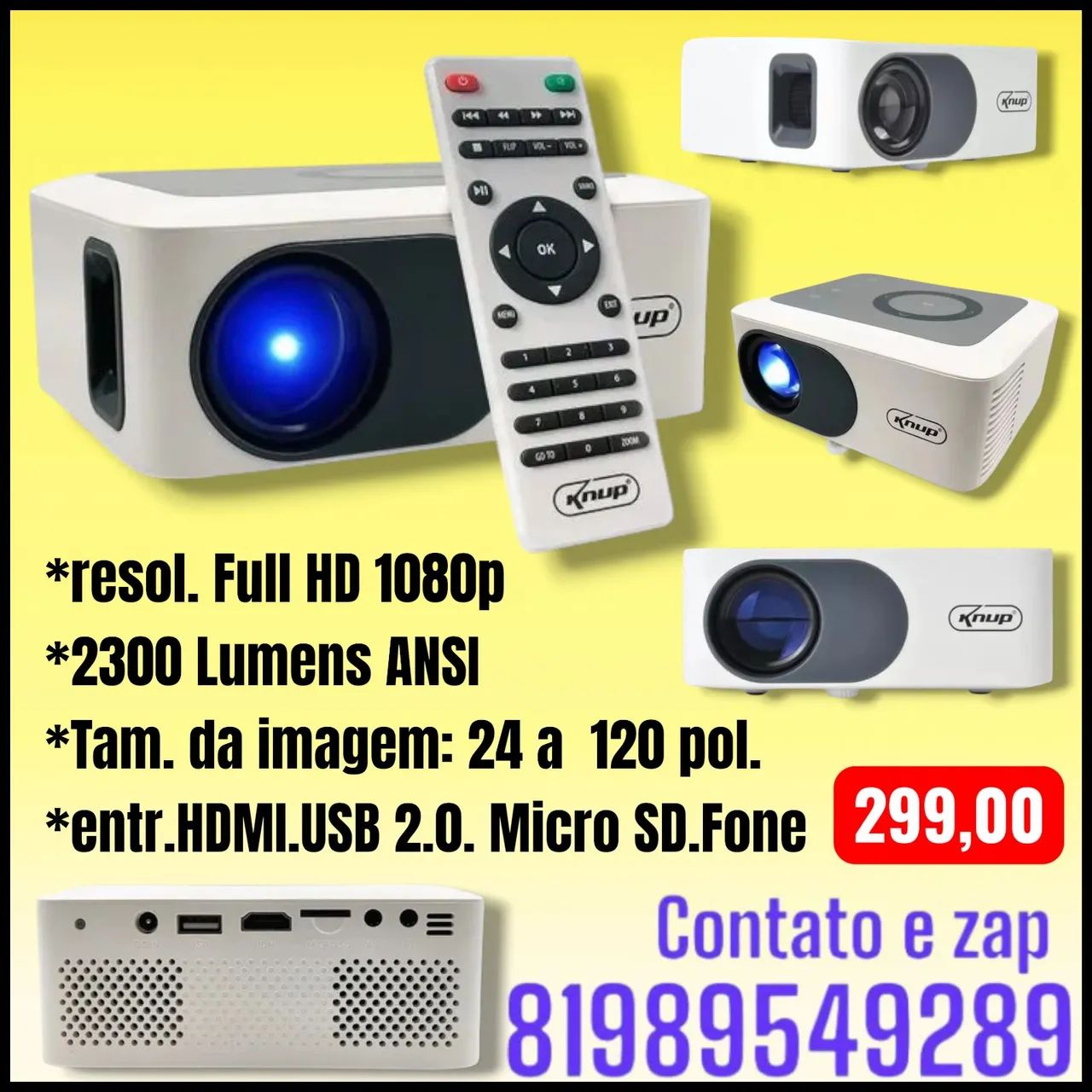 Projetor Led Multimídia Knup Kp-pj003 Full Hd