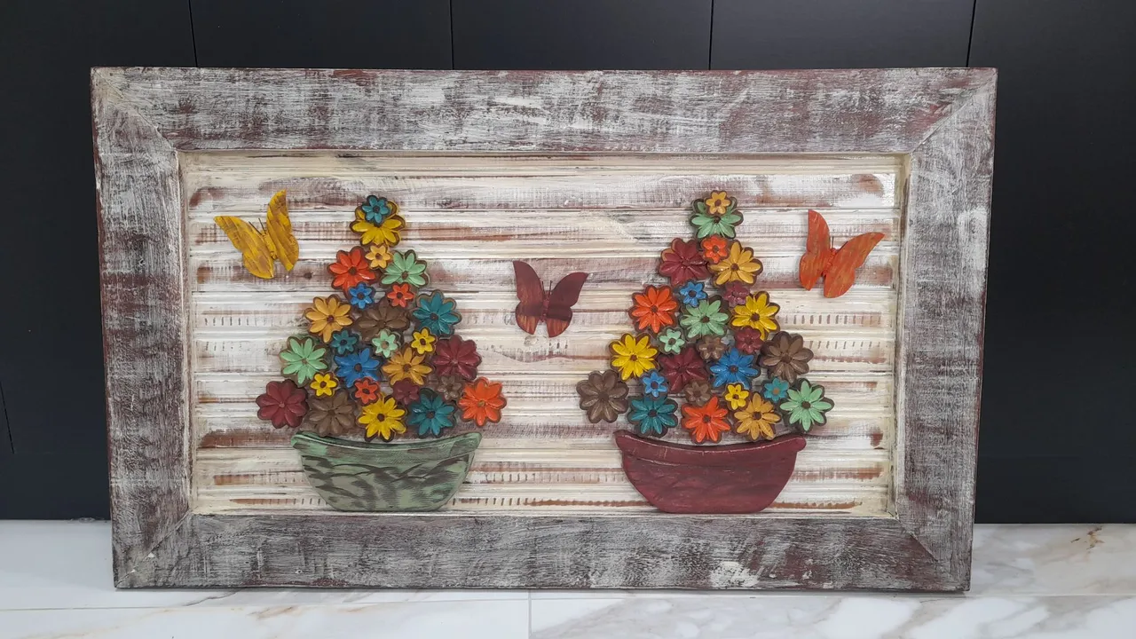 Quadro Decorativo Flores em Madeira-Minas Gerais