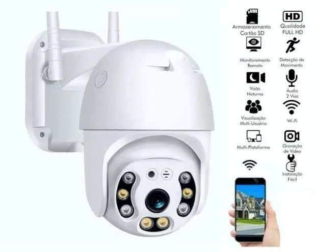 Câmera de Segurança Externa Full HD Wi-Fi já com instalação