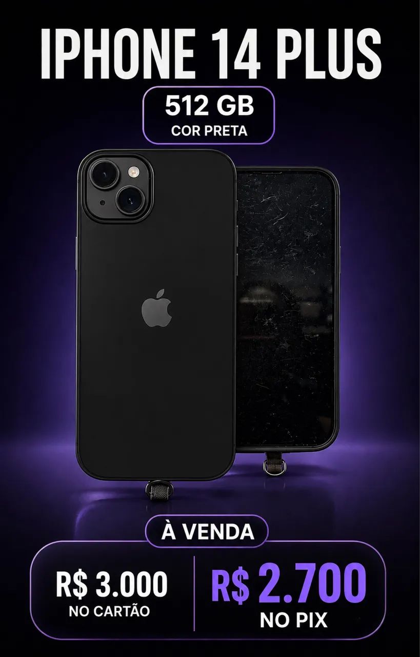 iPhone 14 Plus 512 GB Preto Seminovo - Foto 3