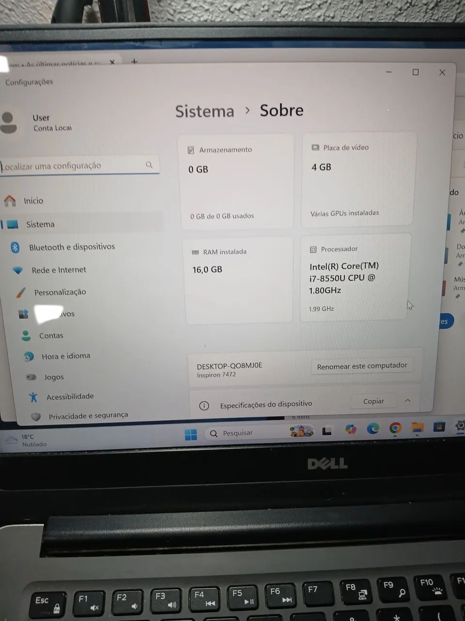 Notebook Dell i7 8 Ger 16 Gb nem SSD - Foto 3