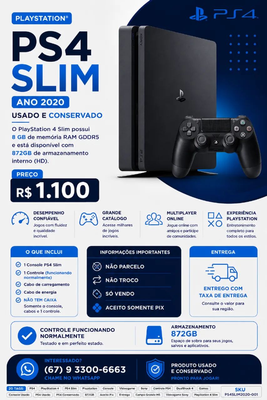 PS4 Slim (2020) + Controle