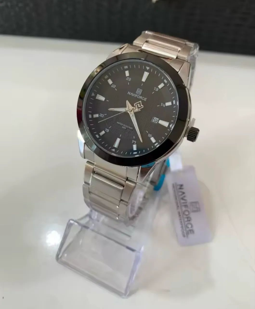 Relógio Masculino NAVIFORCE NF8029 Original Prata Mostrador Preto em Aço - Foto 4