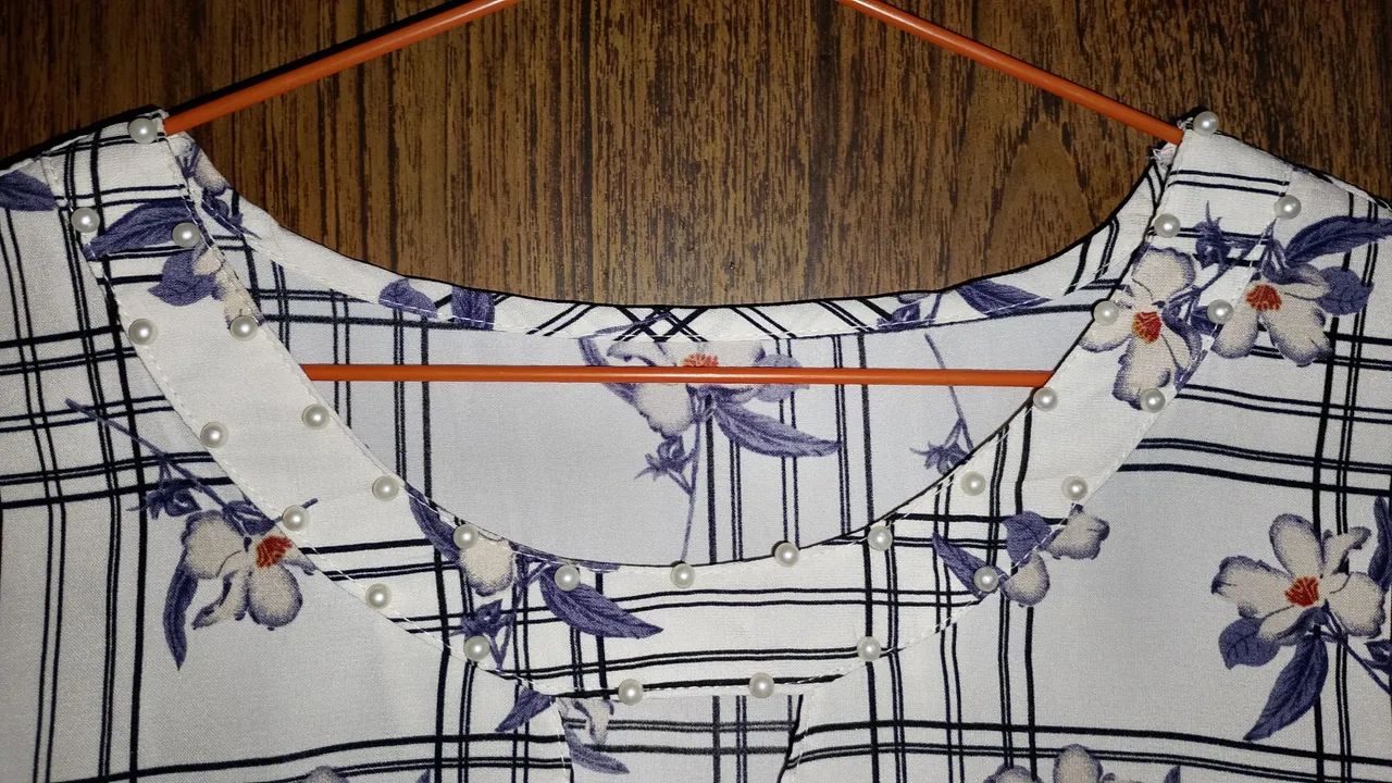 Blusa Feminina Cinza com Pérolas Tamanho 52 - Foto 3