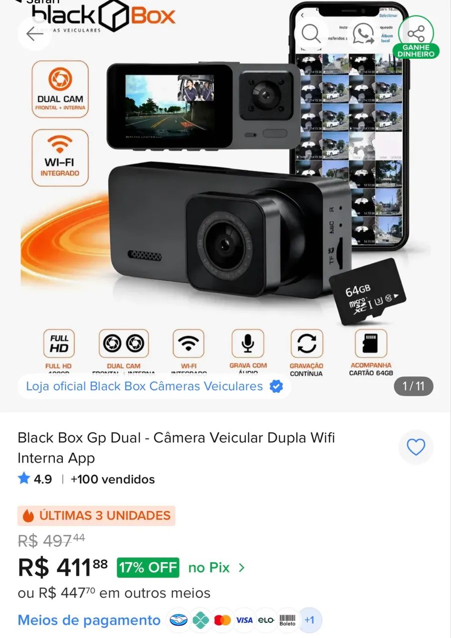 Câmera Veicular BlackBox nova - Foto 4