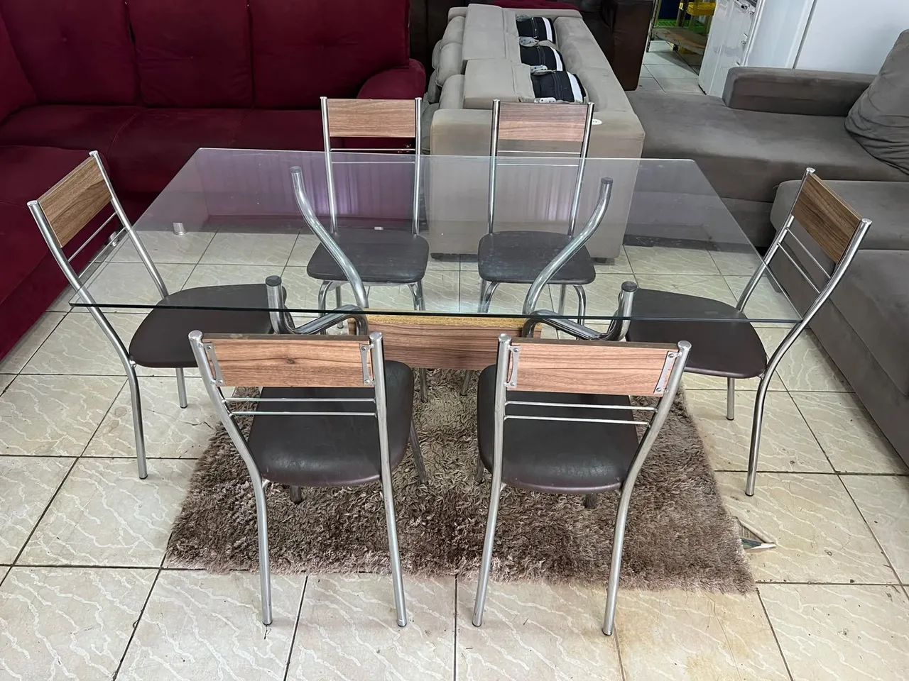 Mesa de vidro temperado com 6 cadeiras pés inox ((ENTREGO GRATIS??  - Foto 5