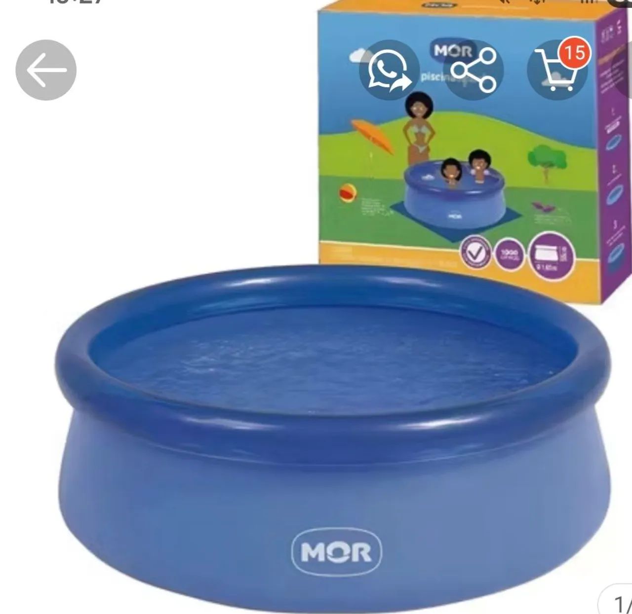 Piscina Mor 1000 litros e Acessórios de Limpeza