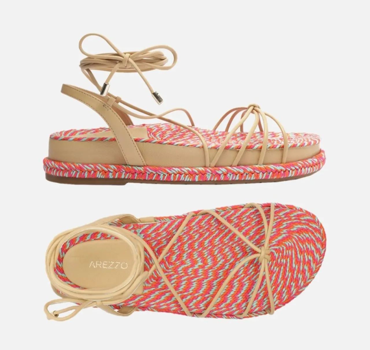 Sandálias flatform nude Arezzo 36