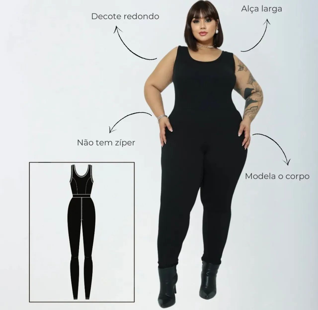 Macacão Plus Size canelado - Foto 3
