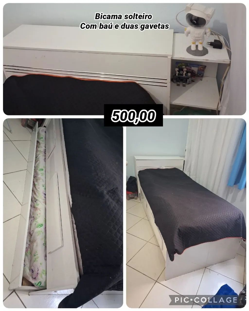 Cama solteiro com cama auxiliar 