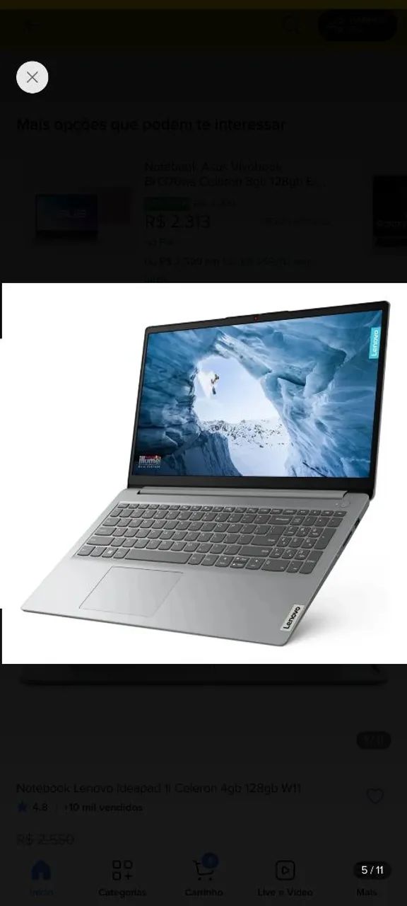  Notebook Lenovo IdeaPad 1, sem marcas de uso  - Ótimo para o dia a dia! ?** - Foto 3