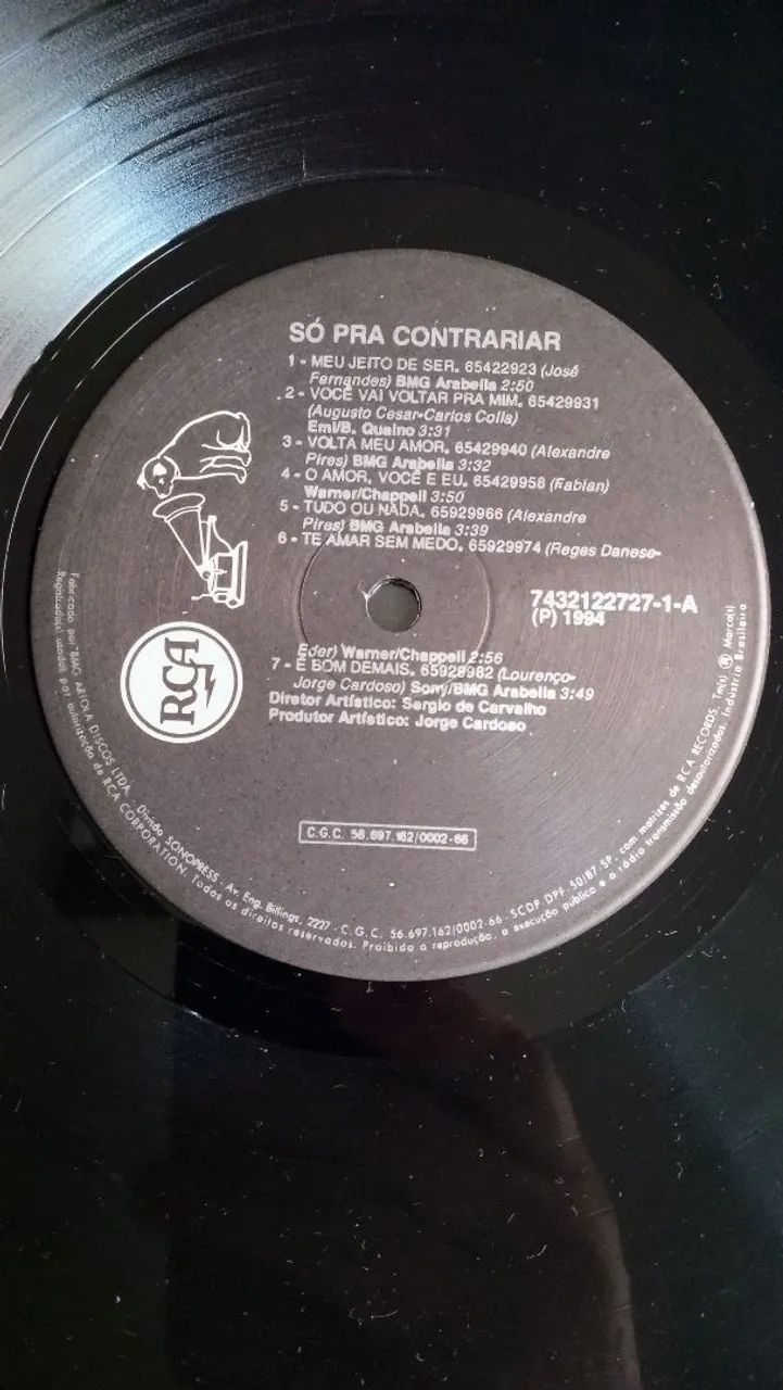 Só pra contrariar, RCA 1994, Disco de Vinil  - Foto 4