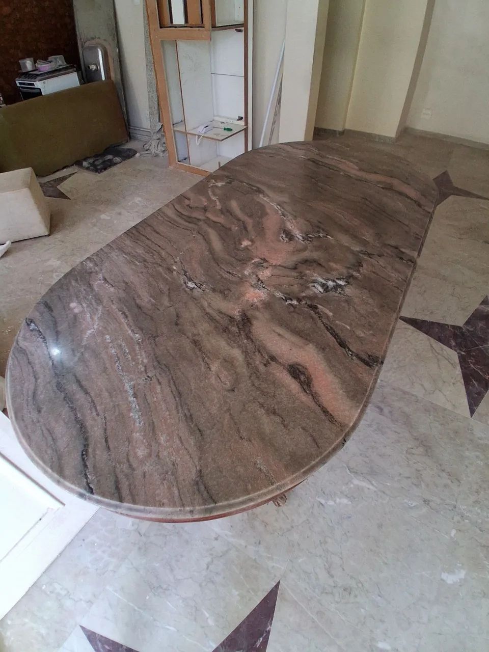 MESA JANTAR MADEIRA E MARMORE ESPETACULAR  - Foto 2