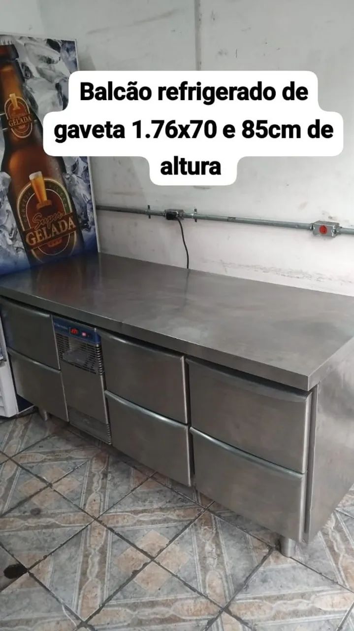 Balcão refrigerado de gaveta em aço inox