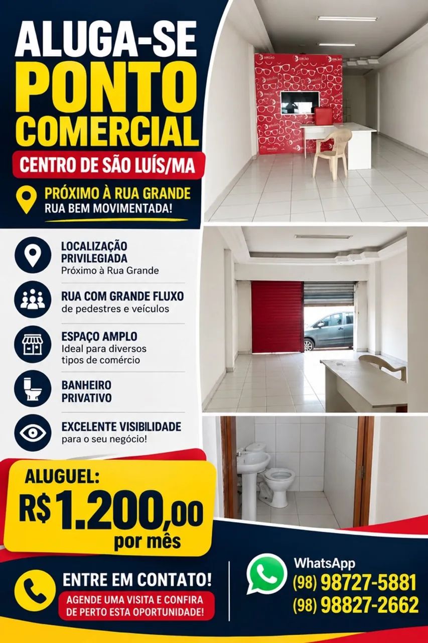 Aluga-se Ponto Comercial Centro de São Luís 