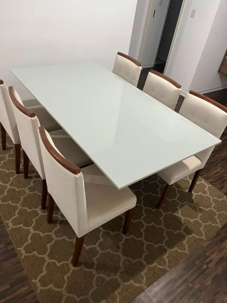 Mesa de Jantar MDF com tampo de vidro