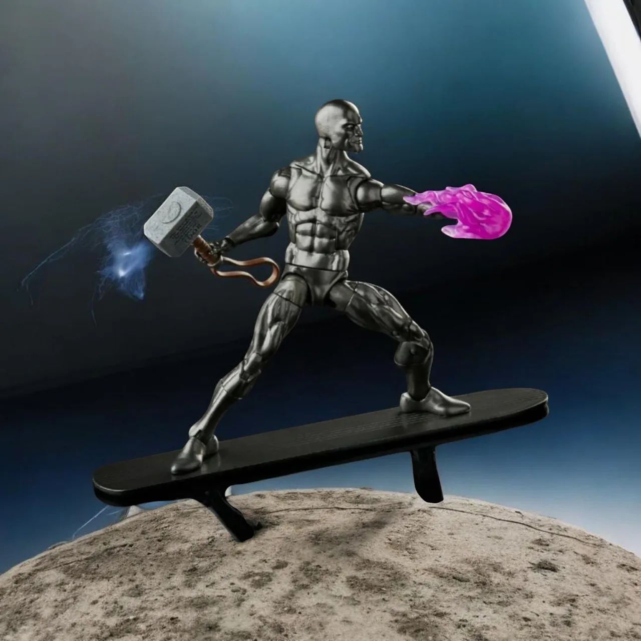 Boneco Surfista Prateado E Mjolnir Marvel Legends Hasbro. - Foto 4