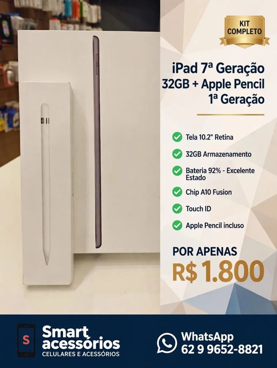 iPad 7 32gb + Apple pencil - Celulares e Smartphones - Setor Pedro