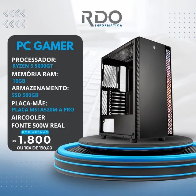 Computador Gamer Placa MSI A520M A PRO 
