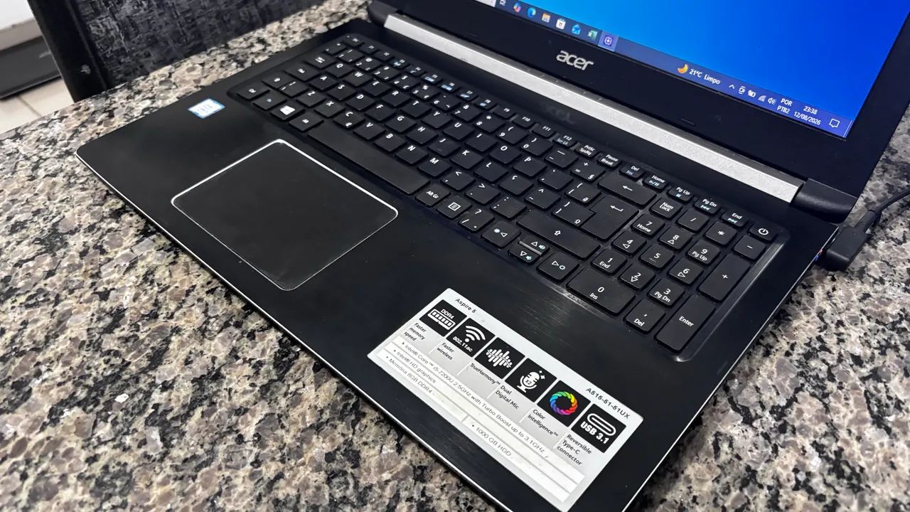 Notebook Aspire Acer i5 7200 2.5 ghz com fast turbo 3.1 com ssd 240 com 8 ( lindo note ) - Foto 2
