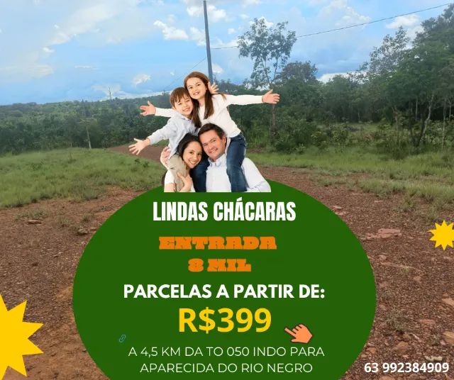CHÁCARAS COM PARCELAS A PARTIR DE 399