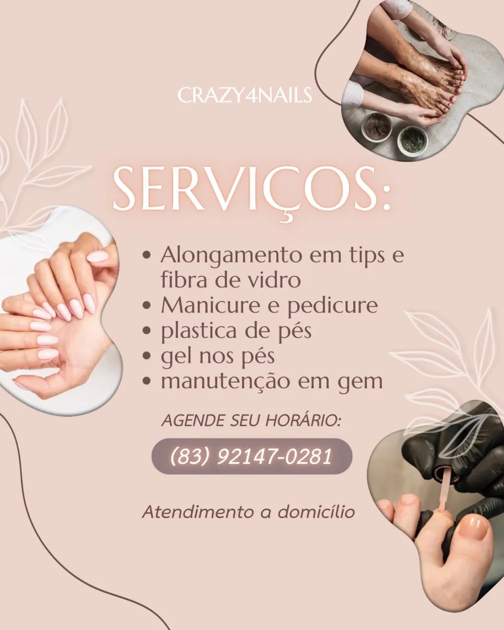 Unhas em gel a domicílio 