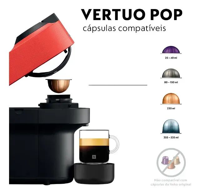 Máquina de café Vertuo Pop Vemelha 110V - Nespresso - Foto 6